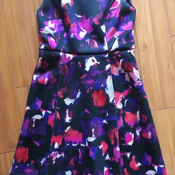 Multi color Fit & Flare A Line Scuba Dress - Picture 4 of 5